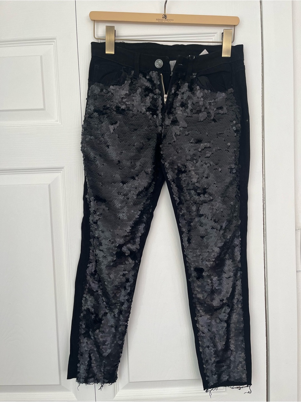 Rinascimento Black Sequin Front Skinny Pants